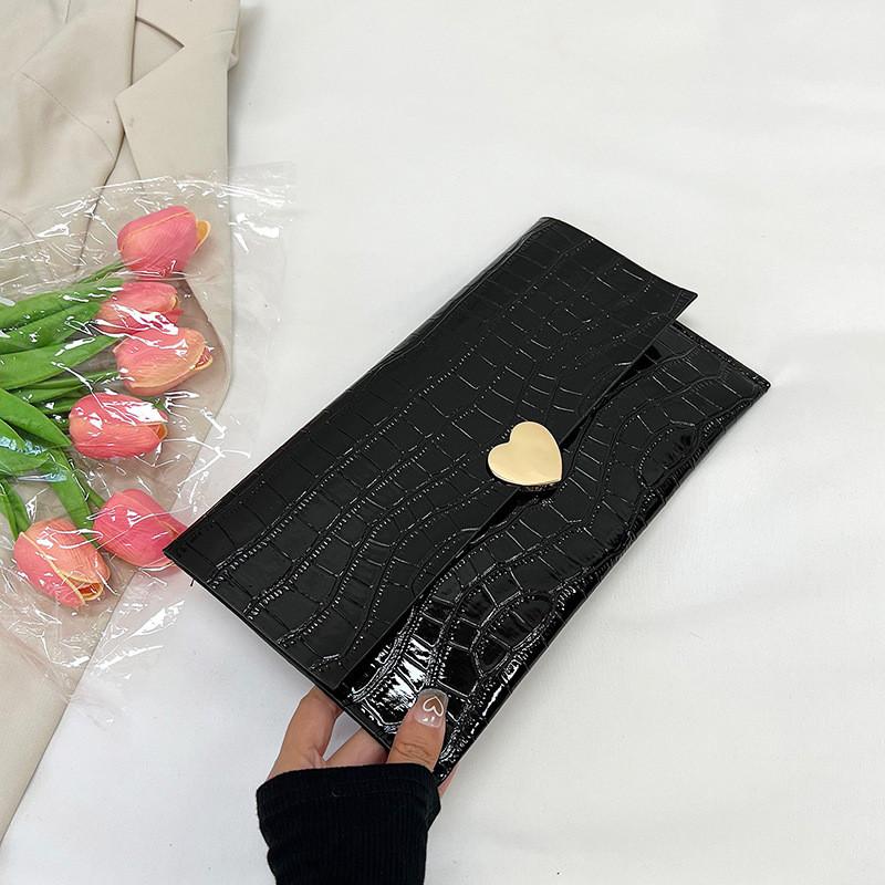 Шикарный минималистичный клатч-конверт для женщин Стильный ретро-клатч черного, белого, золотого и серебристого цвета чёрный