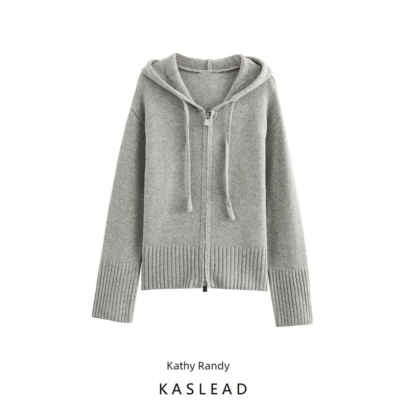 Kaslead New Arrival Women's Clothing Fashion Style Stylish Simple and Versatile Knitting Hooded Outwear 2142260