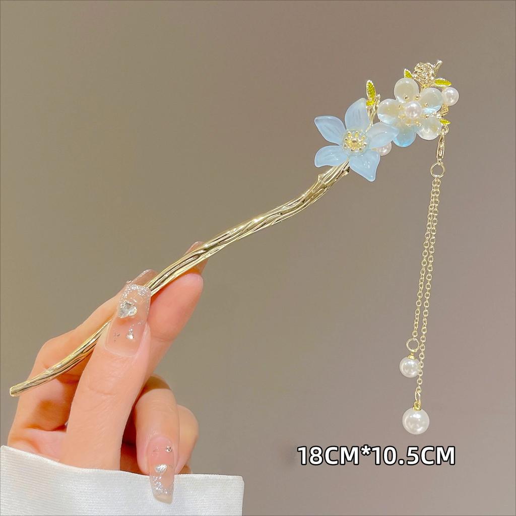 1 szt. Chińskie starożytne akcesoria do włosów kwiat konwalia frędzel spinki do włosów kostium Hanfu patyczek do włosów dla kobiet mężczyzn prezent