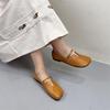 Johnature Square Toe Belt Buckle Soft Soled Shoes Genuine Leather Commuting Shallow Women's Flat Shoes