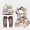 Unisex Vintage Kockás Kalap, Sál és Kesztyű Szett, 3 Részes Téli Kiegészítő Ppároknak
