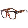 Classic Leopard Print Reading Glasses Oversized Square Frame Women Anti Blue Light Computer Eyewear Big Design