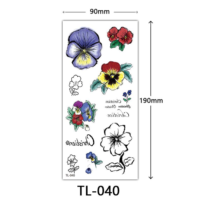 

Цветочные тату-наклейки, Цветные эскизные тату-наклейки, Английские буквы, Свадебная фотография тату 90*190mm