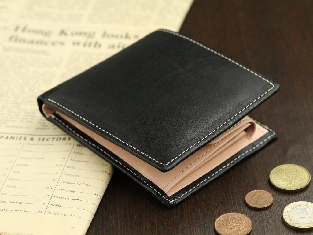 ABIES Japanese Tochigi Leather Cowhide Bifold Black Wallet,