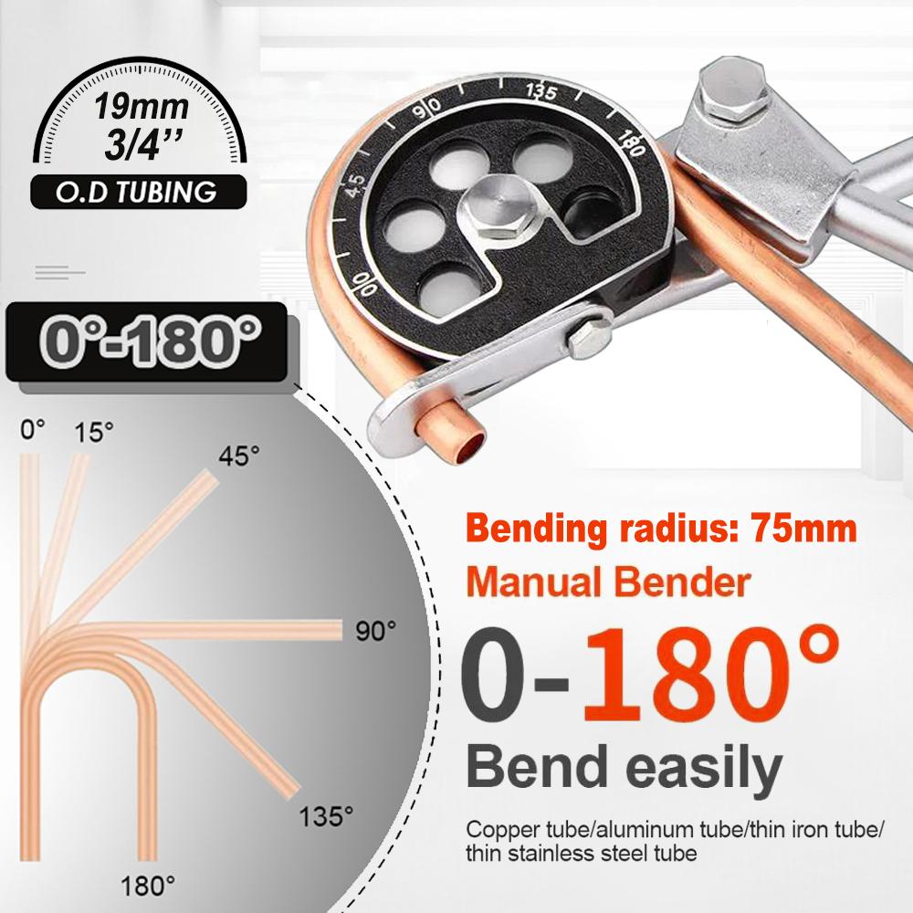 3/4''19mm Inch/Metric Universal O.D Tubing Manual Bender for Copper Tube/Aluminum Tube/Thin Iron Tube/ Thin Stainless Steel Tube