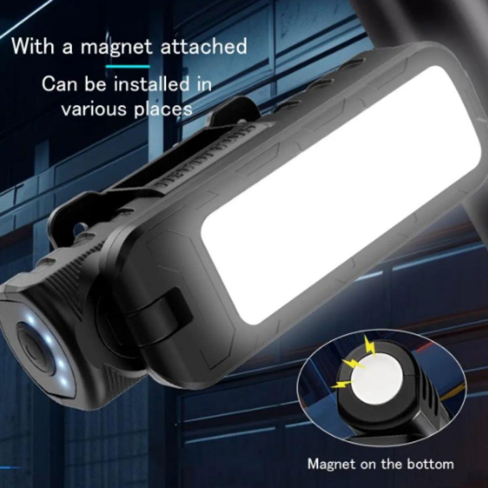 High Bright COB LED Work Light 6 Modes 180° Rotating USB Rechargeable Headlamp 4 Level Dimming Magnetic Base