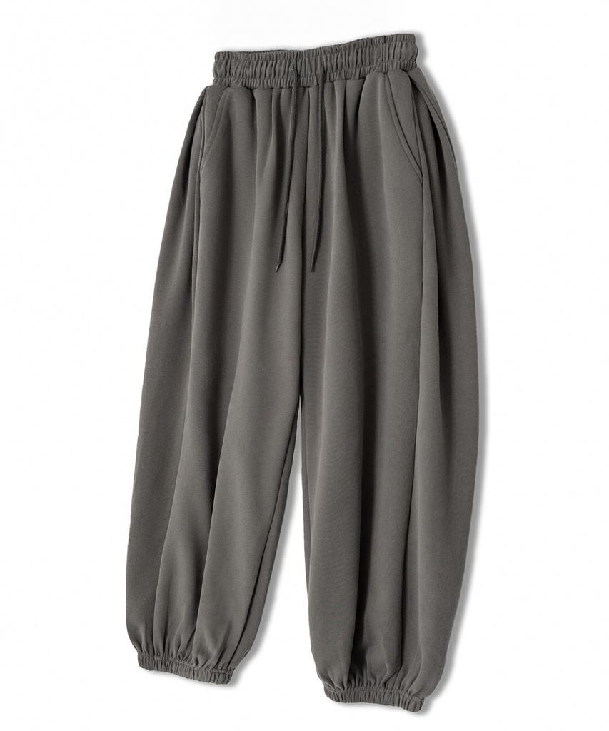 UNDEROFF Side Pleated Wide Balloon Jogger Sweatpants 5 Colors Dark Gray