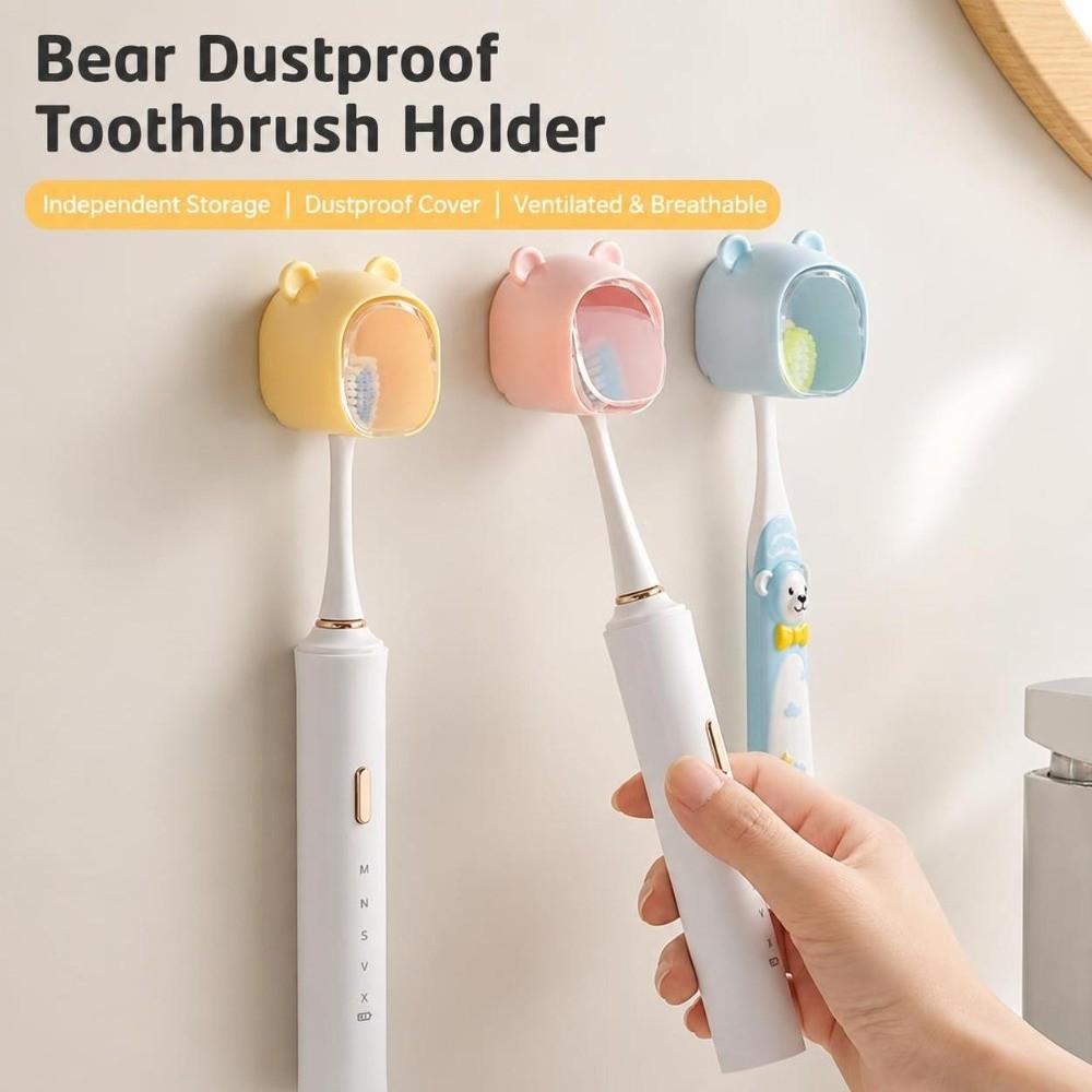 Dustproof Toothbrush Rack Bear Shape Toothbrush Storage Box Toothbrush Holder Home Storage