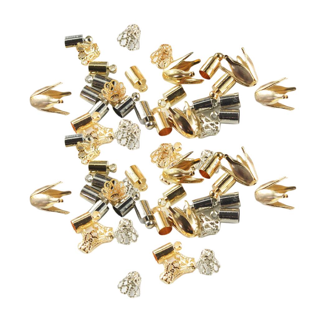 100 Pieces Mixed Shape Handmade Flower Cup Bead Cap End Jewelry Findings