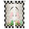 Easter Retro Farm Style Bunny Sheer Curtains for Bedroom Living Room Festival Decor Cute Rabbit Kitchen Window Tulle Curtain