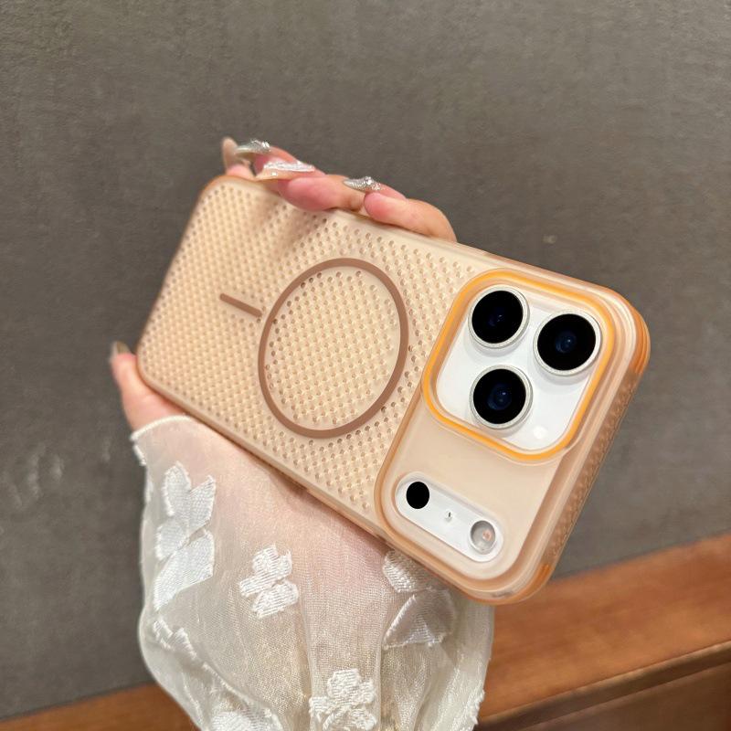 Color Block Mesh Magnetic Heat Dissipation Case for iPhone 17 Pro Max & 16 - Frosted, Skin Feel, Protective Cover iPhone 15 PLUS