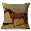 Horse Oil Painting Racehorse Mare Pattern Cushion Cover Nordic Farm Animal Design Cotton Linen Sofa Decoration Throw Pillow Case