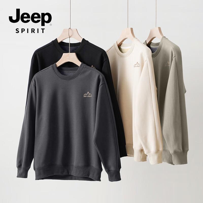 JEEP SPIRIT Men s Winter Fleece Crewneck Sweatshirt L