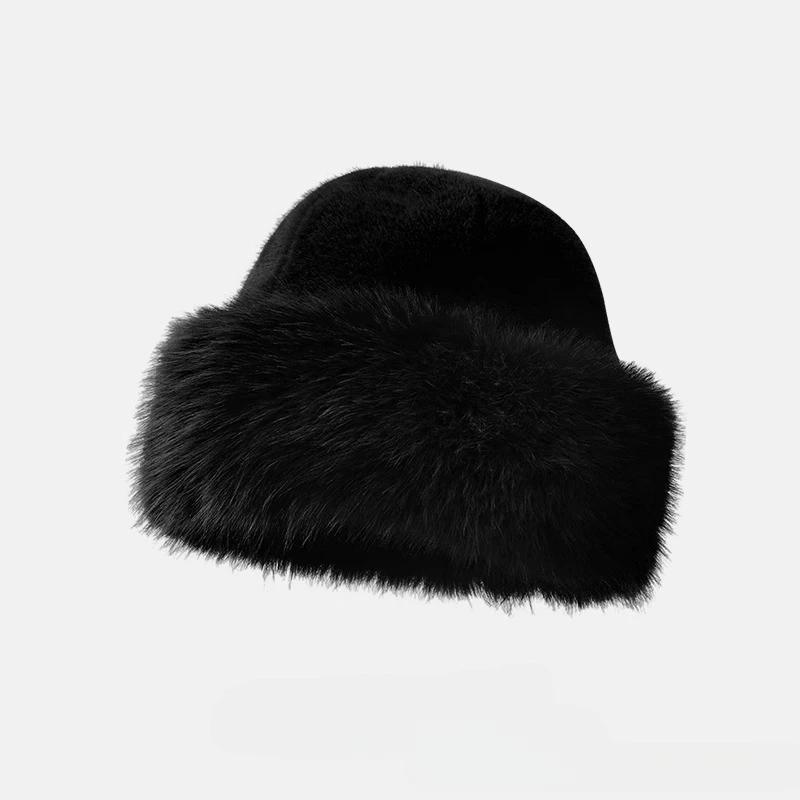 2024 Winter Plush Ear Protection Cap Windproof Keep Warm Headgear Fluffy Fur Fisherman Hat for Women Fashion Female Hat Gifts