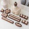 Walnut Velvet Ring Display Stand,Cone Ring Holder & Slot Jewelry Tray for Rings Bands Boutique Counter Vanity Table Organizer