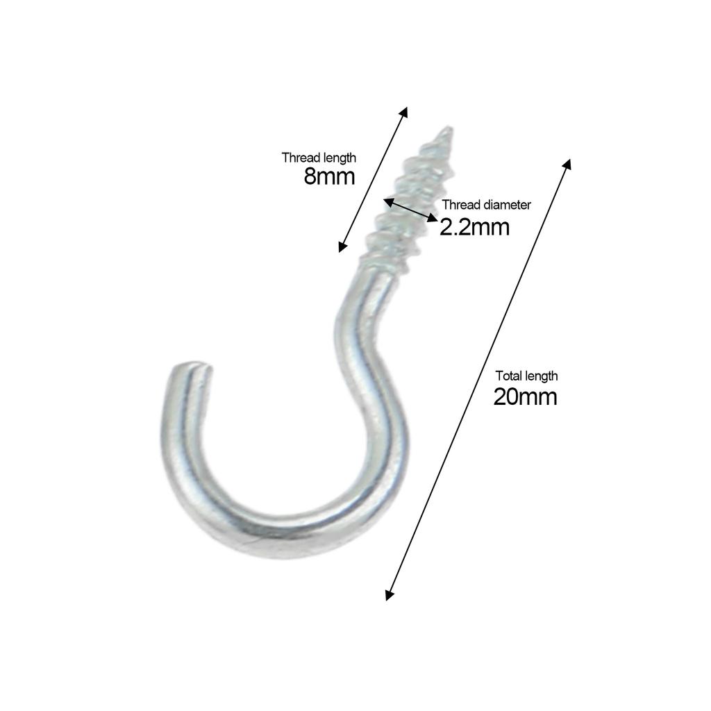 40/100Pcs Cup Screw Ceiling Hook 16mm-30mm Screw-in Metal Hanger Eye Bolt Picture Frame Plant Light Garage RV Outdoor/Indoor