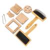 8PCS Set Wooden Knitting Gauge Wool Brush Set Wool Felting Brush and Knitting Measure Tool Kit