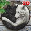 Metal Poster Black White Wolf Wall Art, Garage Man Cave Decor, 2D Metal Sign for Home