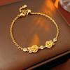 18K Gold-Plated Diamond Flower Bracelet: Luxurious, Vintage, Versatile Women's Bangle