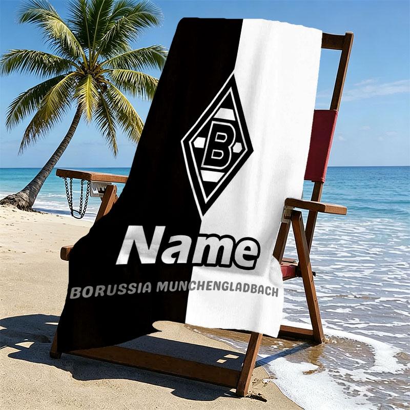 Custom Name Personalized Borussia Monchengladbach Print Beach Towel, for Trip Camping Beach Party Home Decor, Birthday Gift for Family & Friends