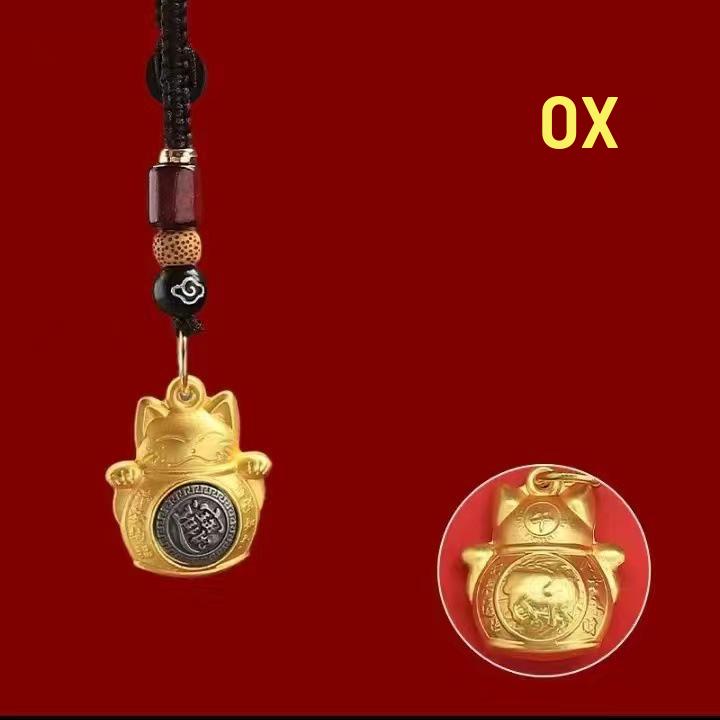 Tang Teng Zodiac Lucky Cat Keychain Pendant - Dragon, Horse, Monkey Spinner Bag Charm