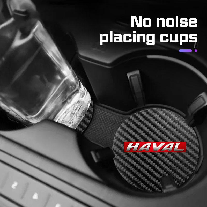 Carbon Fiber Car Coaster Mat For Haval Jolion F7 H6 F7x H2 H3 H5 H8 H9 4 M6 F5 F9 H2S Water Cup Holder Anti Slip Pad Accessories