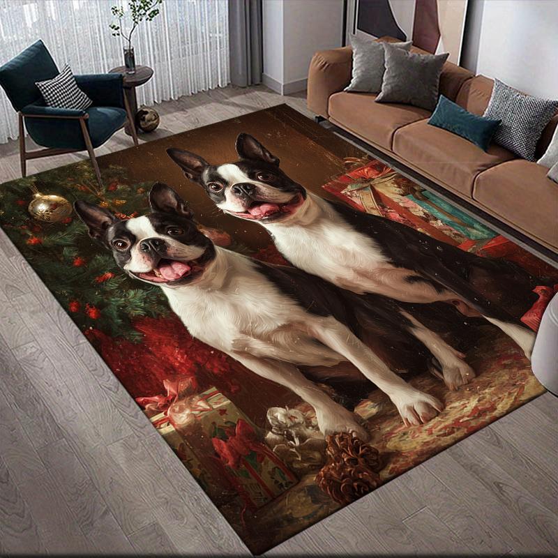 Weihnachtshund Heim Sofa Dekoration für Wohnzimmer & Schlafzimmer, Rutschfeste Spiel Flannel Bodenmatte für Spielzimmer