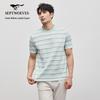 Men's Round Neck Short Sleeve Ice Algae Stripe T-Shirt