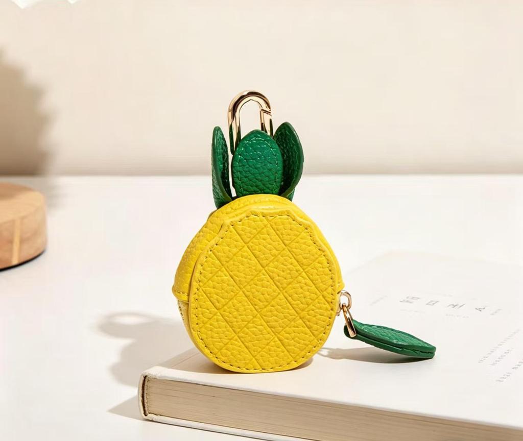 Fresh Style Leather Fruit Coin Purse Keychain Charm
