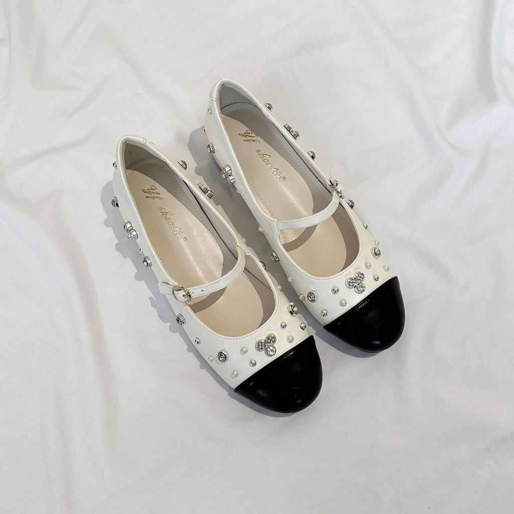 5 Cm Higher Rhinestone Color Matching Light Mouth Single Shoes Women's 2025 New Xiaoxiangfeng Word with Flat Mary Jane Shoes