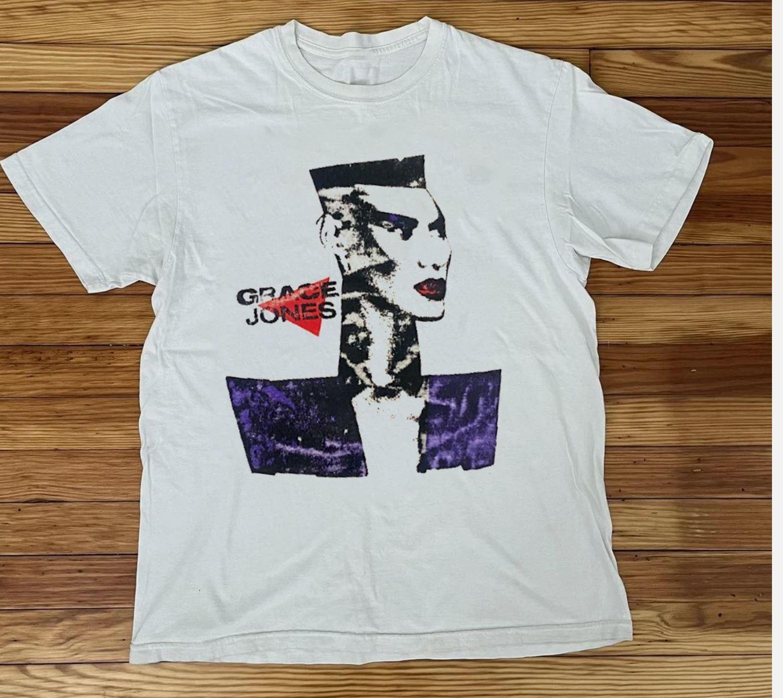 VTG Grace Jones Short Sleeve Cotton White Size S-5XL T Shirt XXL