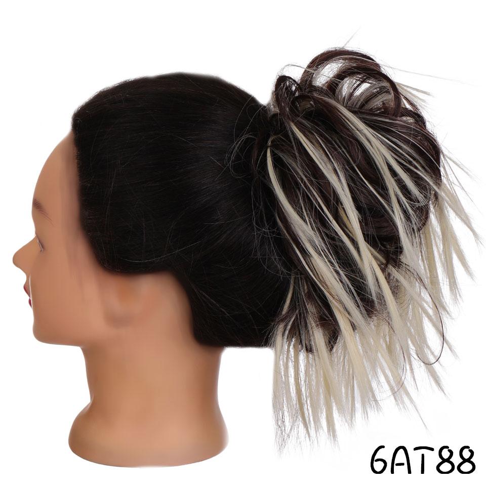 Synthetic Hair Chignons Messy Scrunchies Elastic Band Hair Bun Straight Updo Hairpiece Hair Extension for Women