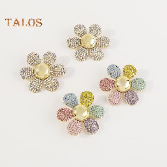 

Цветные бриллиантовые цветочные серьги-гвоздики со стразами, ретро-серьги-лепестки для женщин, милый блестящий летний весенний костюм, ювелирные изделия на день рождения, выпускной, подарок разноцветный