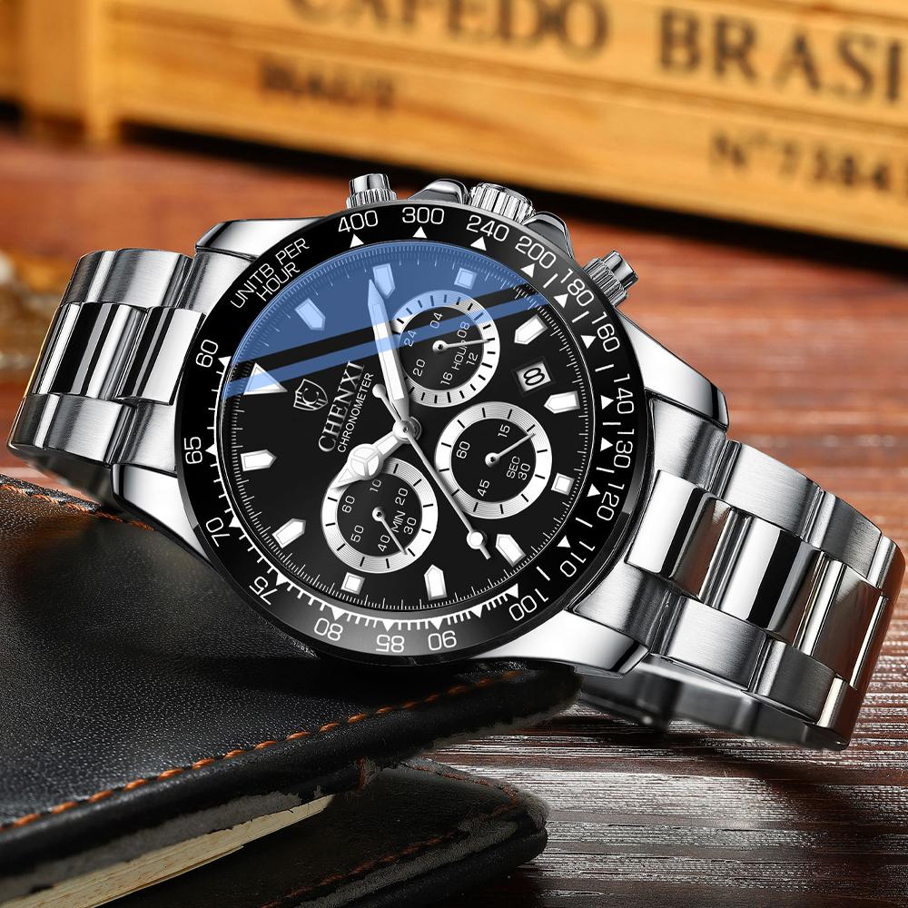 Men Watch Steel Luminous Watches Men's Army Military Quartz Wristwatch Chronograph Male Clock Relogio Masculino