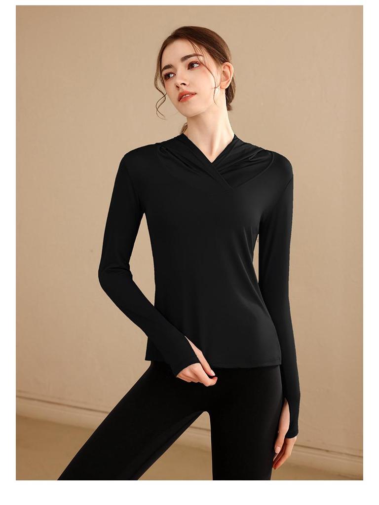Women's Peach Heart Slim Fit Hoodie - Breathable Long Sleeve Fitness & Yoga Top