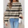 Womens Casual Striped Print Hoodie-Free Sweatshirt Loose Fit Round Neck Long Sleeve Top 2025