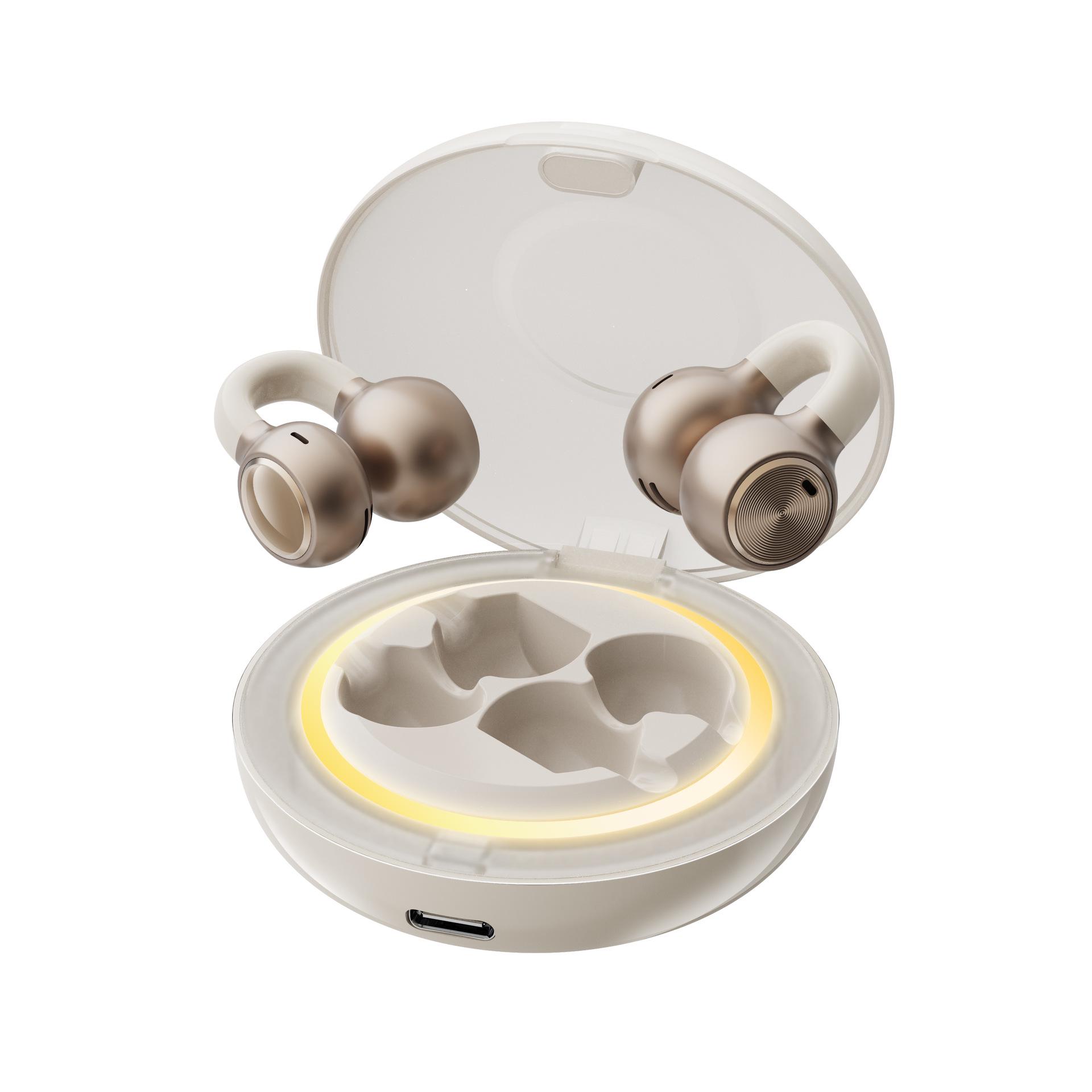 

2025 Clip-On Wireless Sports Bluetooth Headphones with Long Battery Life and Cool Marquee Stereo Sound бежевий