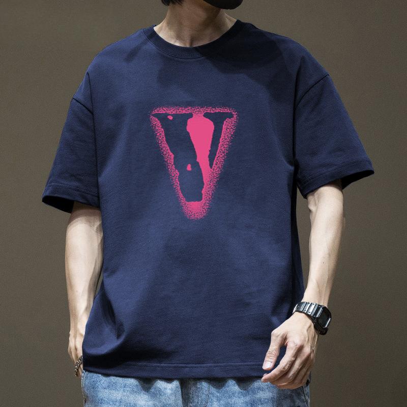 Trendy Brand Heavy-duty Pure Cotton Short Sleeved T-shirt for Men's Summer New Style Trendy Loose Half Sleeved Men's Round Neck Top