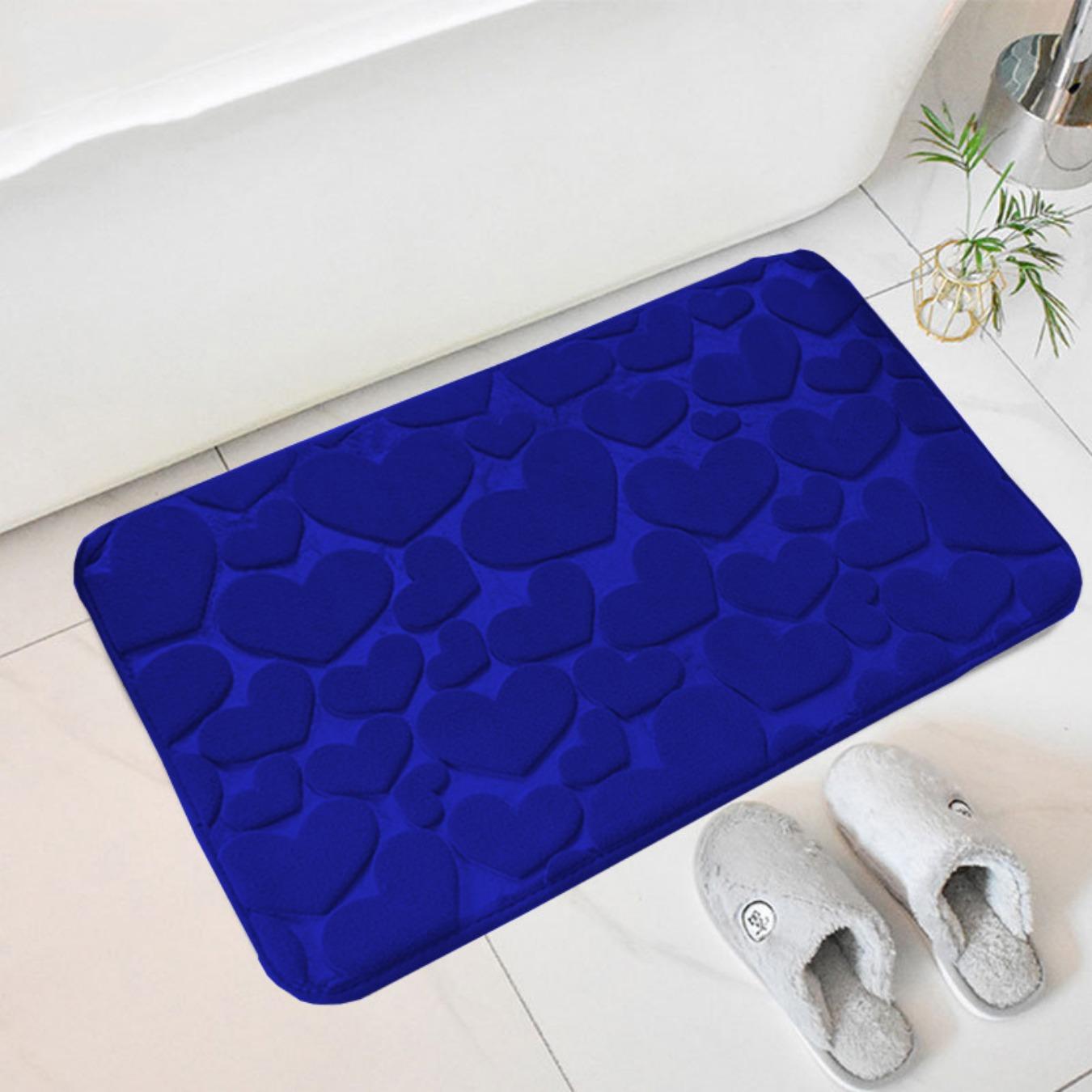 

Коврик для ванной с гравировкой в форме сердца, нескользящие ковры для ванной, коврик для умывальника, боковой пол в ванной, коврик для двери в душевую, пена с эффектом памяти, 3D-подложка 40cm*60cm королевский синий