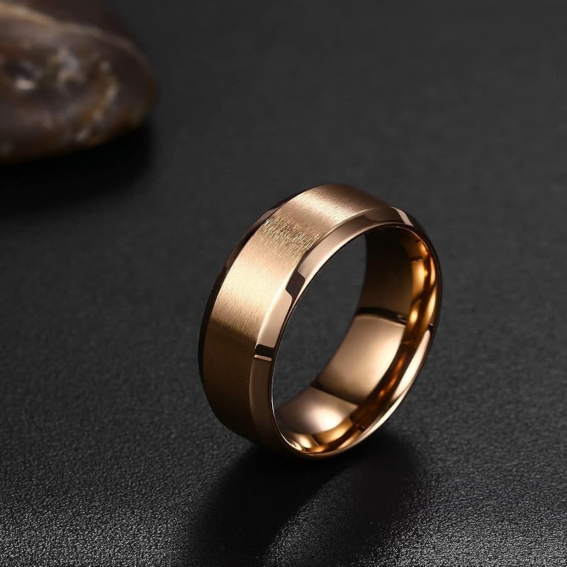 [Flongo] mens rings wedding ring stainless steel ring simple fashion 8MM proof of love key to happiness lightweight boy present valentine's day