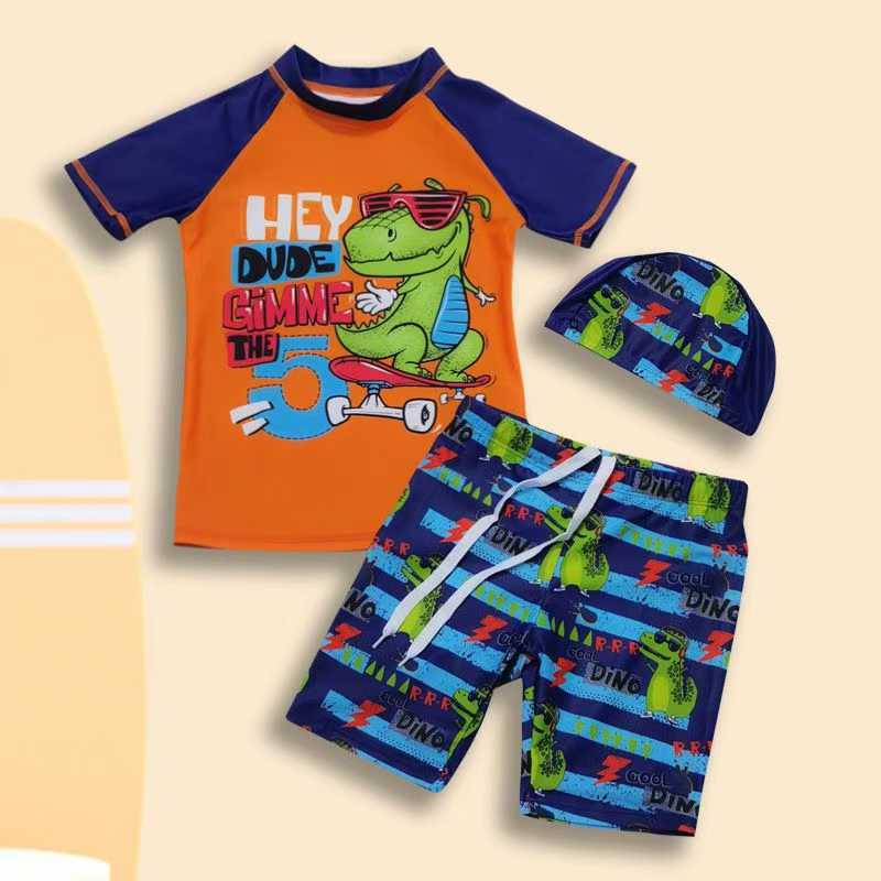 New Cute Cartoon Split Swimsuit for Boys - High-Elasticity Swimwear for Toddlers, Small, Medium, and Large Kids