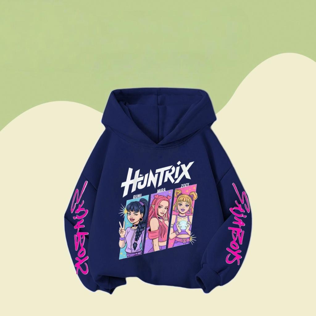 Kpop Huntrix children's hoodies, elegant clothing with character patterns, casual tops with hoodies, children's popular clothing
