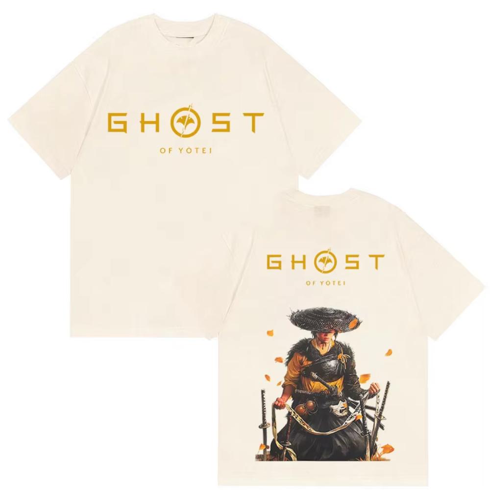 Japanese Ghost of Yotei Graphic T Shirt Men High Quality Fashion Cotton Tshirts Retro Oversized Short Sleeve T Shirt Streetwear