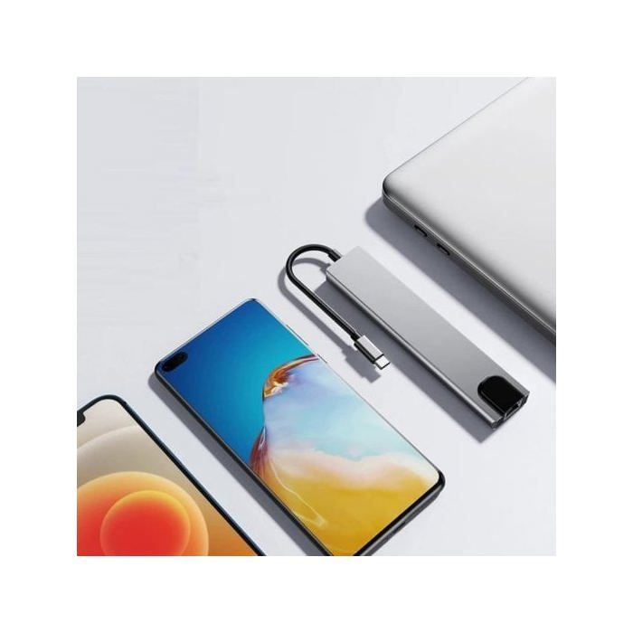 Hub USB-C 8 en 1 - Ewent - EW1146 - HDMI 4K - Ethernet 1000Mbps - Compact et léger