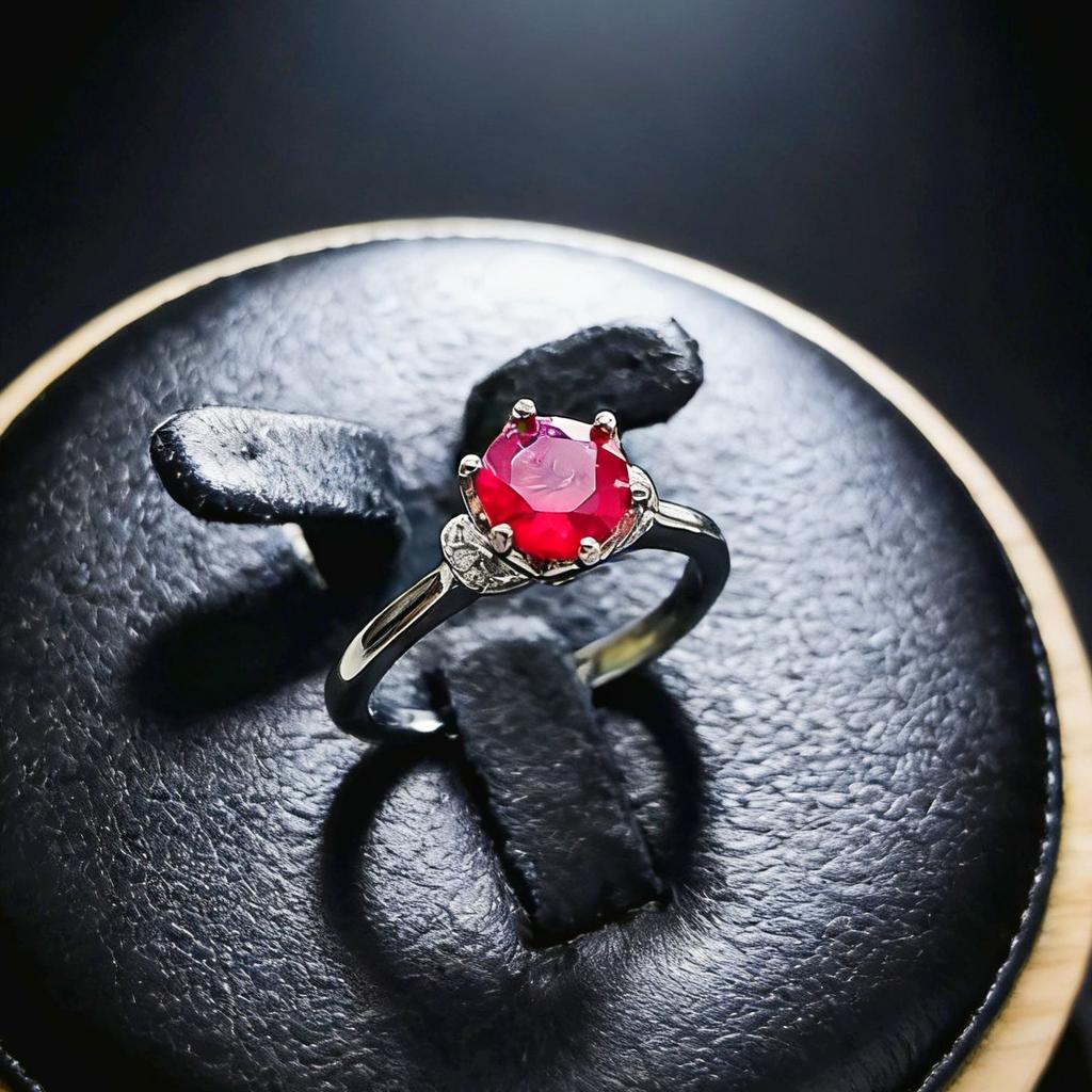 Jewelry Simulation One Carat Ruby Crown Six-Claw Ring Fashion Red Corundum Live Ring