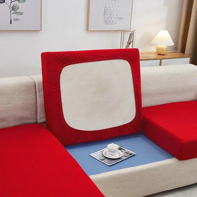 Elastischer Sofa-Sitzkissenbezug für Wohnzimmer, Sofabezug, Chaiselongue, einfarbig, Couchbezug, Stretch-Schonbezug, 1/2/3/4-Sitzer