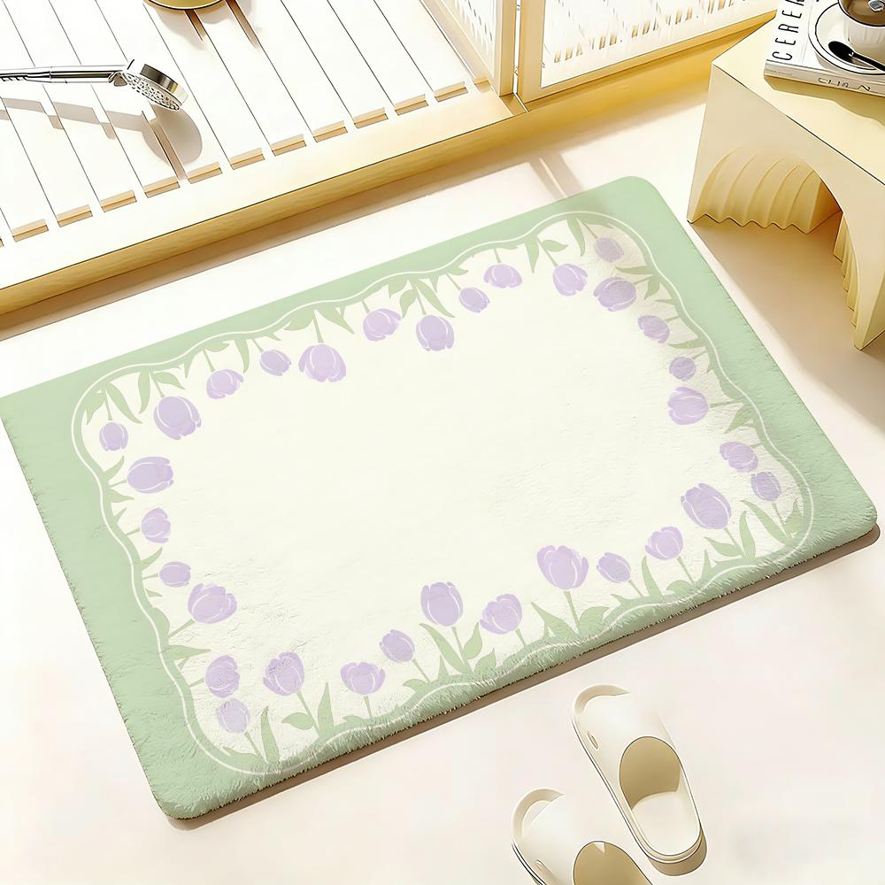 Ins Style Blumen und Tiere Fußmatte Schlafzimmer Wohnzimmer Flanell Fußmatte Rutschfest Heimdeko