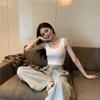 Ribbed Sleeveless Slimming Camisole - Women's Solid Color Low Collar Top