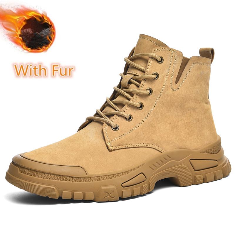 

Зимние замшевые мотоциклетные ботинки Fashion Plus Velvet Outdoor Desert Boots Повседневная классическая обувь в британском стиле Универсальные ботильоны 44