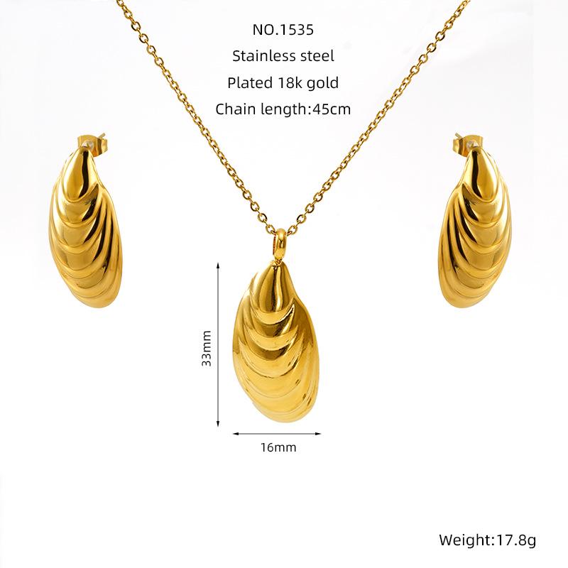 

Европейский и американский дизайн ракушек, набор из серег и ожерелья из нержавеющей стали 18K